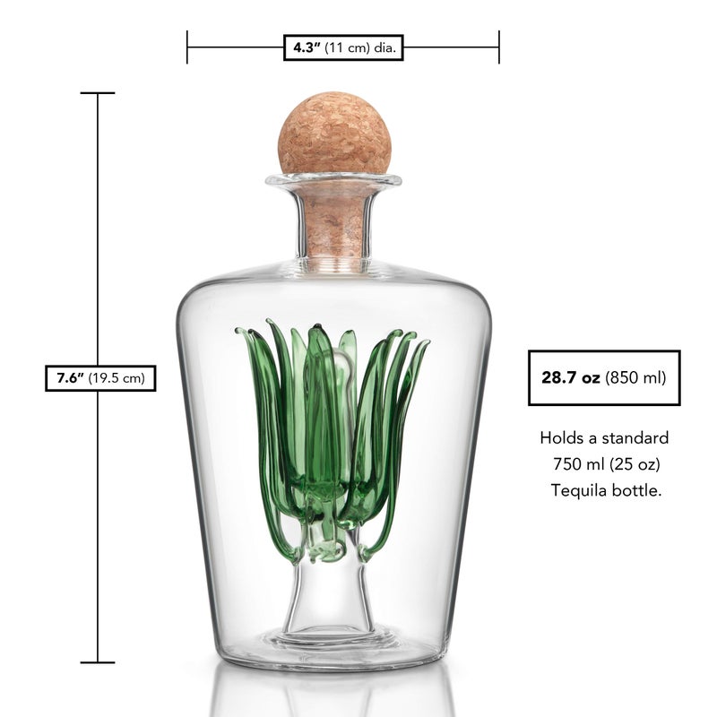 Final Touch Agave Tequila Decanter - 850ml Handmade Bottle with Natural Cork Stopper and Wide Spout for Smooth Pouring - Inspired by Agave Plant for Tequila Serving (TQ5301) - Image 4